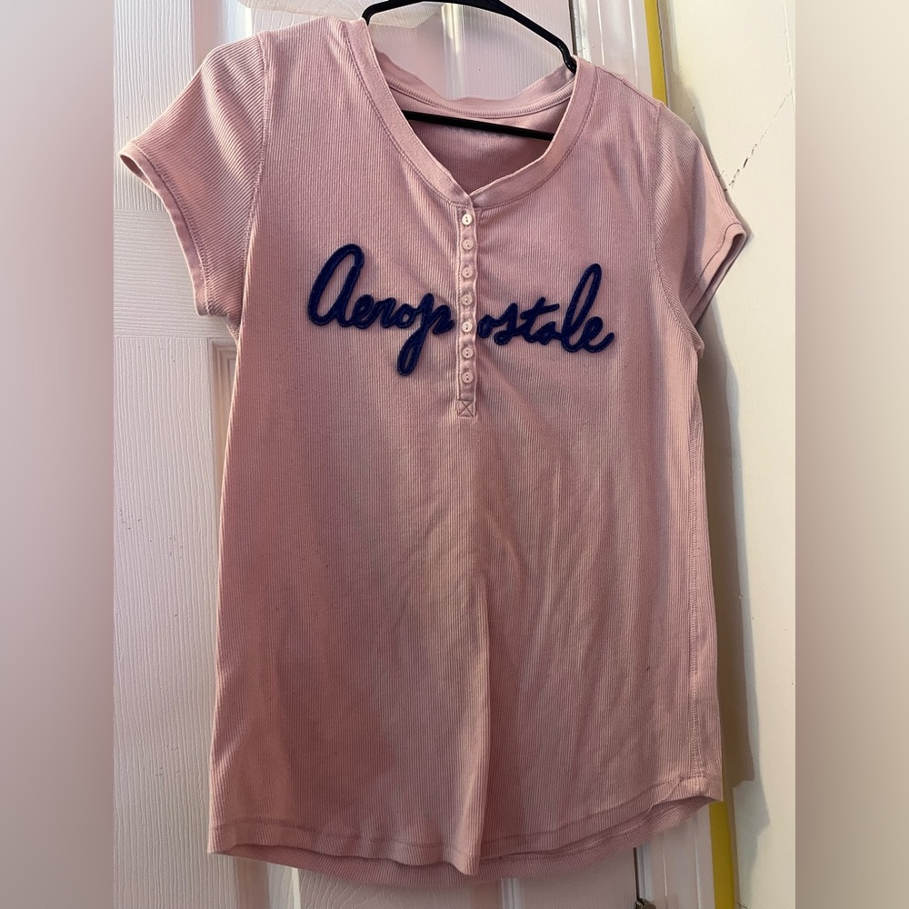 Aeropostale Light Pink Ribbed Shirt XXL